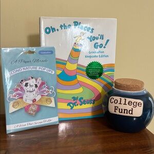 Graduation Bundle - Dr. Seuss Book/College Fund Jar/Pop-Up Card